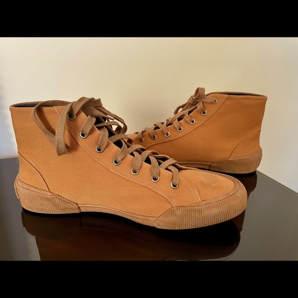 Lanvin Distressed High-Top Canvas Trainers - Picture 14 of 14